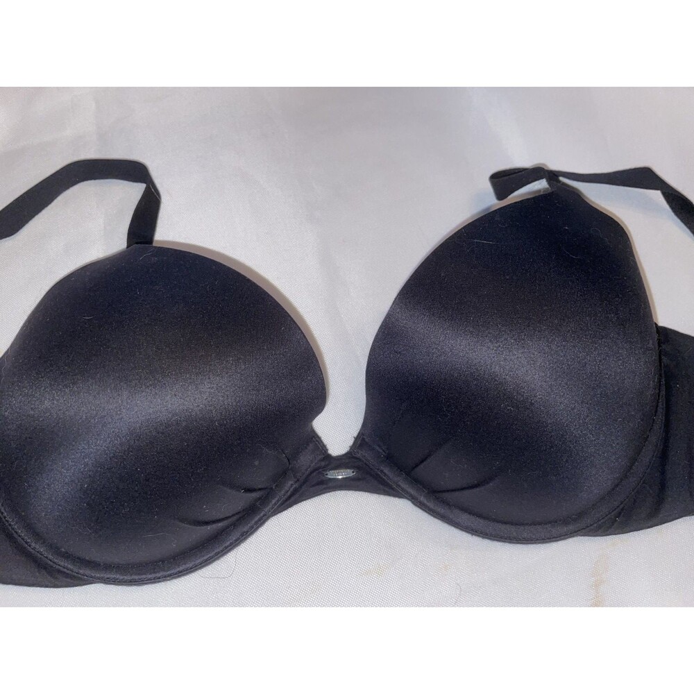 Victoria's Secret Fabulous By Victoria Bra Size 38D Black Push up Plunge Satin
